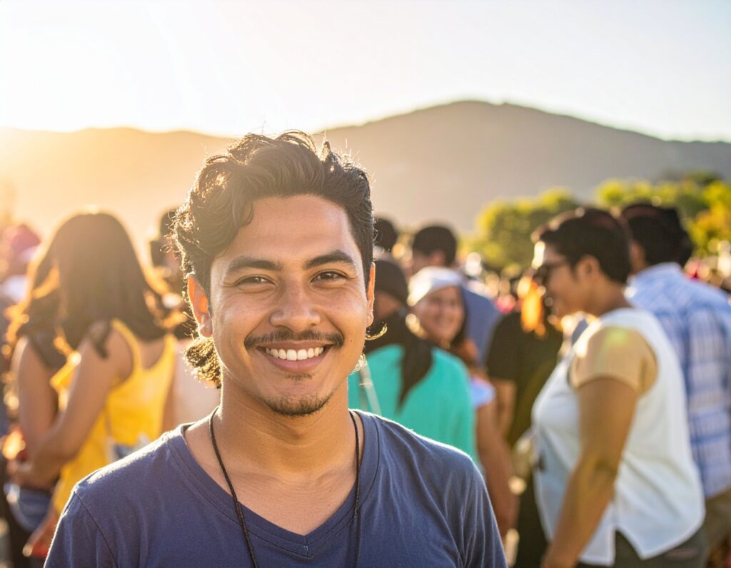 a photo of communities worldwide; (casual, outdoors, public event) isolated picture with light leaks