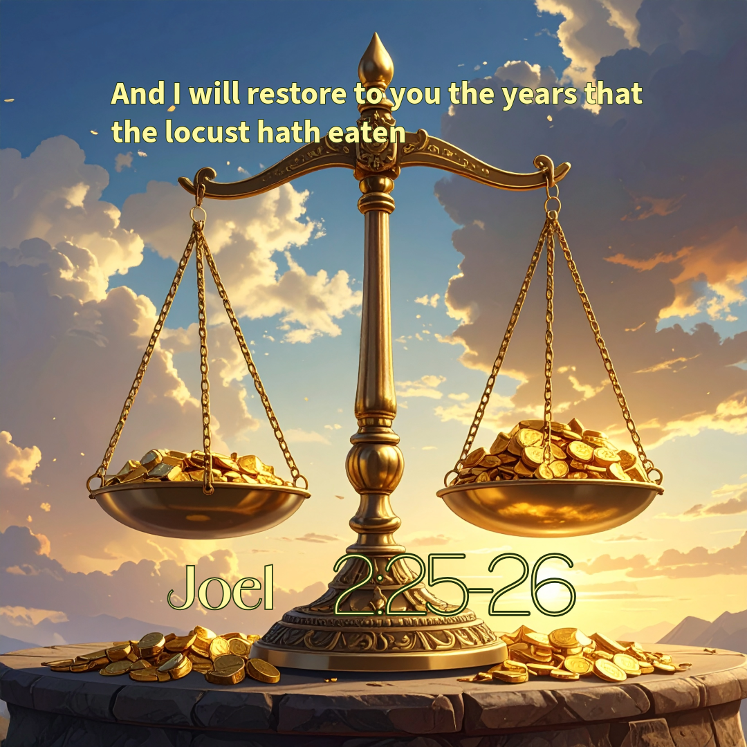 A balance scale full of gold on one side